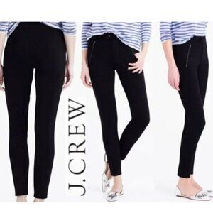 J.Crew Pixie Ankle Ponte Pant Slim Black Knit Zip Pockets Size 0R